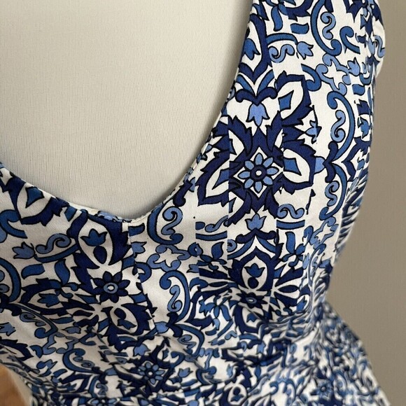 Milly Capri Italia Dutch Tulip Dress Classic Blue White Fit and Flare Size 2 - Picture 10 of 16
